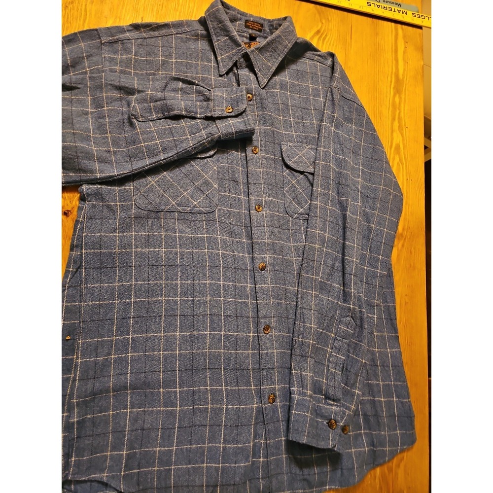 Canyon Guide Outfitters Shirt Men Large Blue  Button Up Plaid Pocket Hiking